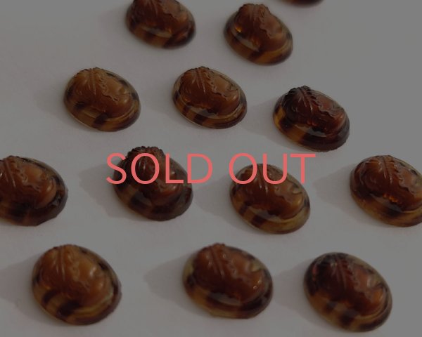 画像3: ns363/ヴィンテージ/ドイツ/ガラスカメオ/ブラウンマーブル/約10×8mm(1個) (3)