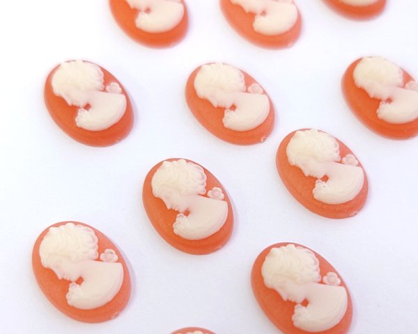 画像2: ns384ヴィンテージ/ドイツ/プラスチックカメオ/アプリコット/約14×10mm/(1個) (2)