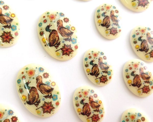 画像1: ヴィンテージ/ドイツ/プラスチックカボション/水鳥（1個）） (1)