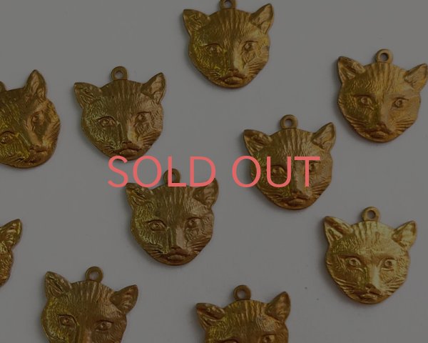 画像1: ヴィンテージ/USA/ブラスチャーム/キャットフェイス(1個) (1)