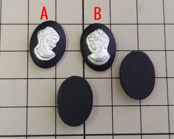 画像2: ns376/ヴィンテージ/ドイツ/ガラスカメオ/ブラック×マットシルバー/約18×13mm (2)