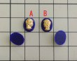 画像2: ns363/ヴィンテージ/ドイツ/ガラスカメオ/ネイビー×ゴールド/約10×8mm (2)