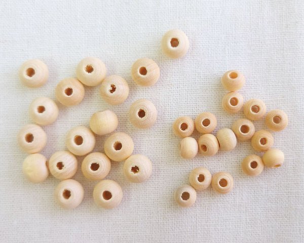 画像2: 白木ウッドビーズ/未塗装（10個） (2)