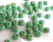 画像1: チェコガラスビーズ/ジェムカットロンデル/ラスターグリーン/約7×4mm(10個) (1)