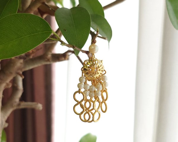 画像2: ヴィンテージ/日本/パールドロップチャーム(1個) (2)