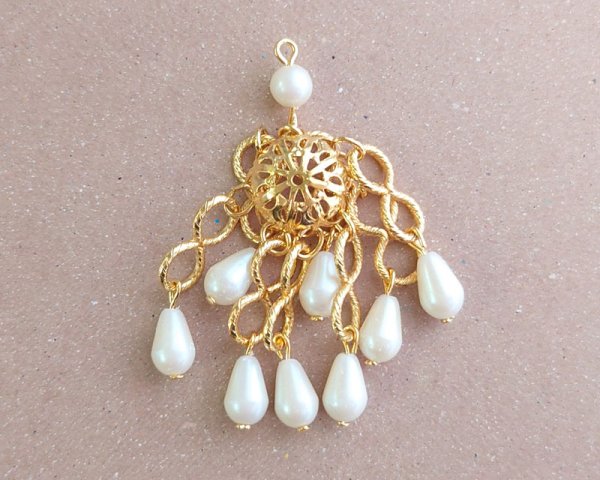 画像1: ヴィンテージ/日本/パールドロップチャーム/しずく(1個) (1)