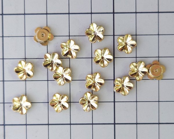 画像2: ヴィンテージ/ドイツ/プラスティック/フラワー2/ゴールドコート（4個） (2)