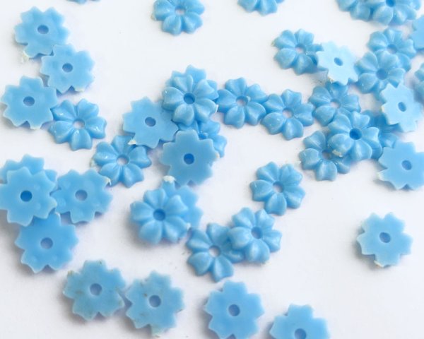 画像1: ヴィンテージ/ドイツ/プラスティック/フラワーa2/ベビーブルー（4個） (1)