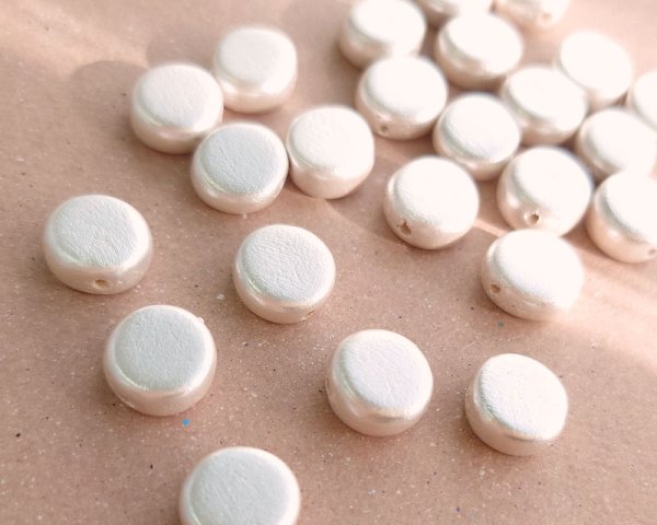 画像1: ウッドパール/ホワイトコイン/約10mm(1個) (1)