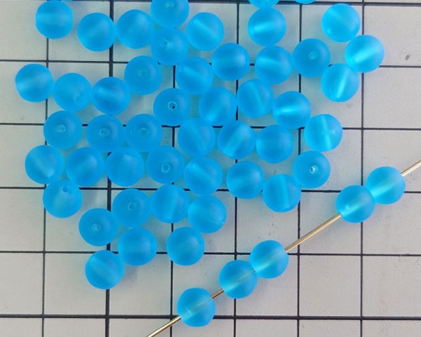 画像2: チェコガラスビーズ/ラウンド/6mm/フロストアクアマリン（10個） (2)