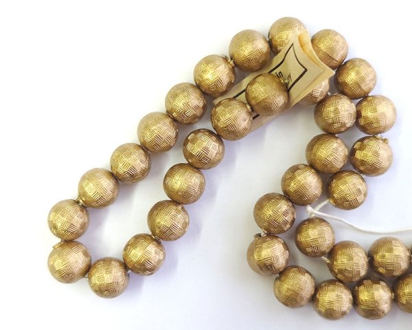 画像1: ヴィンテージ/ドイツ/ルーサイト/ゴールドチェックボール/8mm(1個) (1)