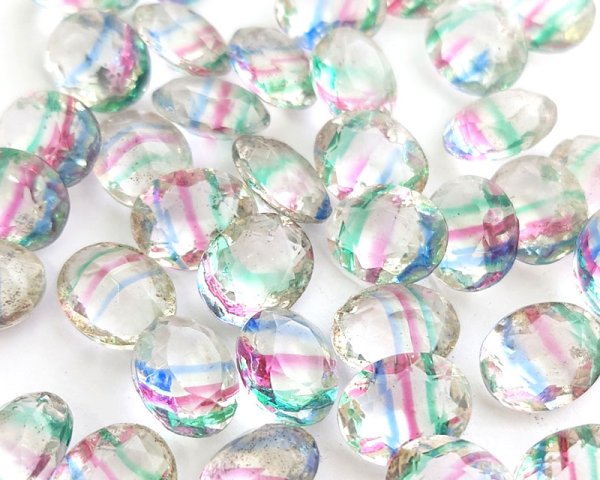 画像1: ヴィンテージ/チェコ/ガラス/オーバル/アイリス/12×10mm(1個) (1)