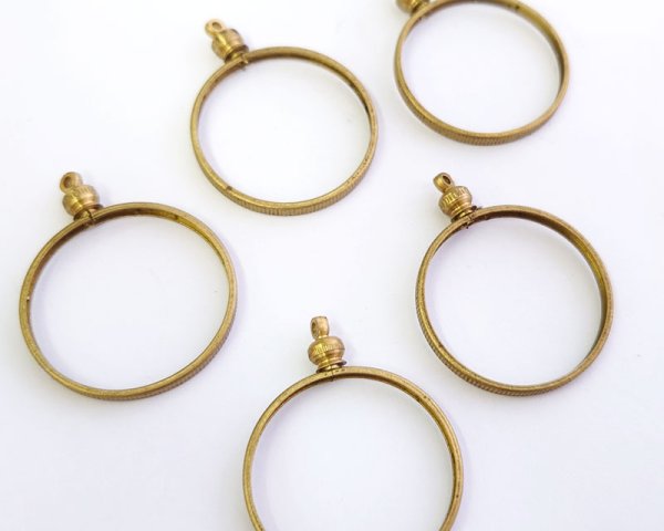 画像1: ヴィンテージ/ブラス/コインホルダー/内径30mm(1個) (1)