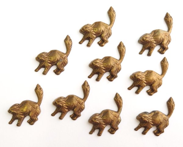 画像2: ヴィンテージ/ブラススタンピング/猫？(1個) (2)