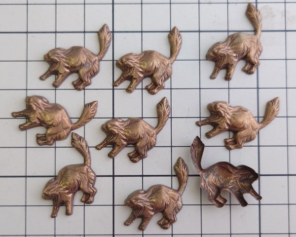 画像5: ヴィンテージ/ブラススタンピング/猫？(1個) (5)