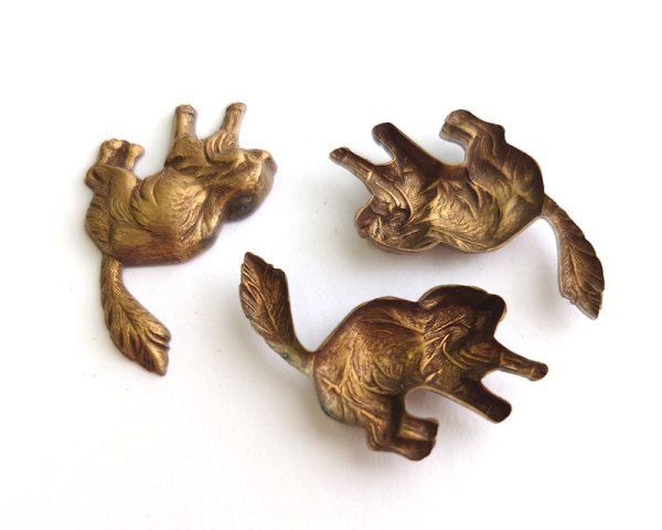 画像4: ヴィンテージ/ブラススタンピング/猫？(1個) (4)