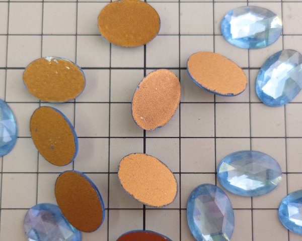 画像4: ヴィンテージ/チェコ/ガラスカボション/ローズカットオーバル//ライトサファイア/約18×13mm(1個) (4)