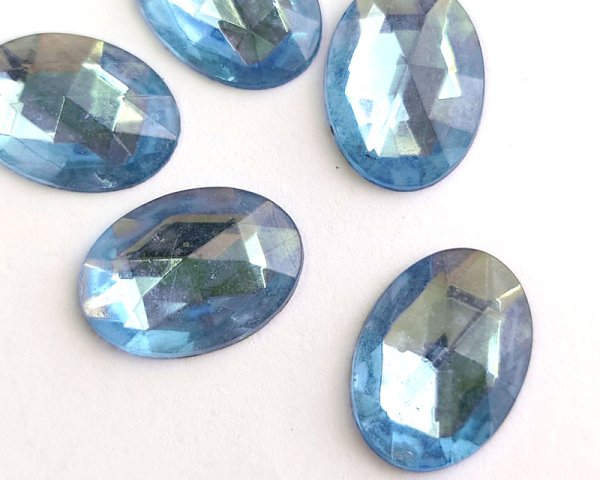 画像3: ヴィンテージ/チェコ/ガラスカボション/ローズカットオーバル//ライトサファイア/約18×13mm(1個) (3)