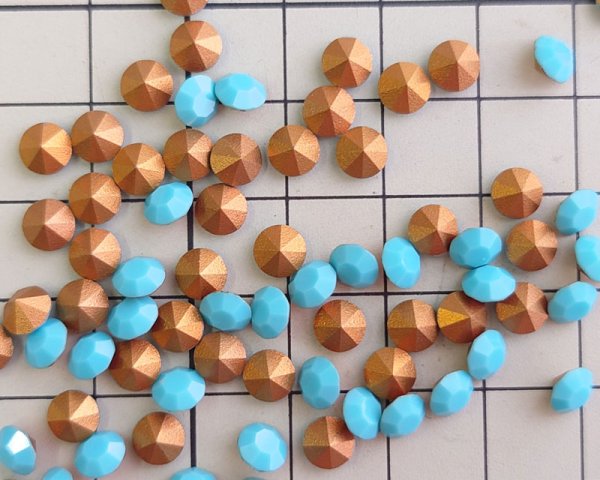 画像2: ヴィンテージ/スワロフスキー/#1100/ターコイズ/25ss(2個) (2)