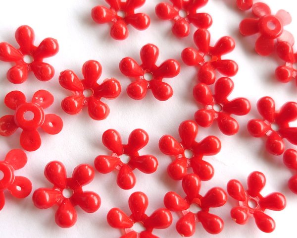 画像1: ヴィンテージ/ドイツ/プラスティック/フラワー300/レッド（2個） (1)