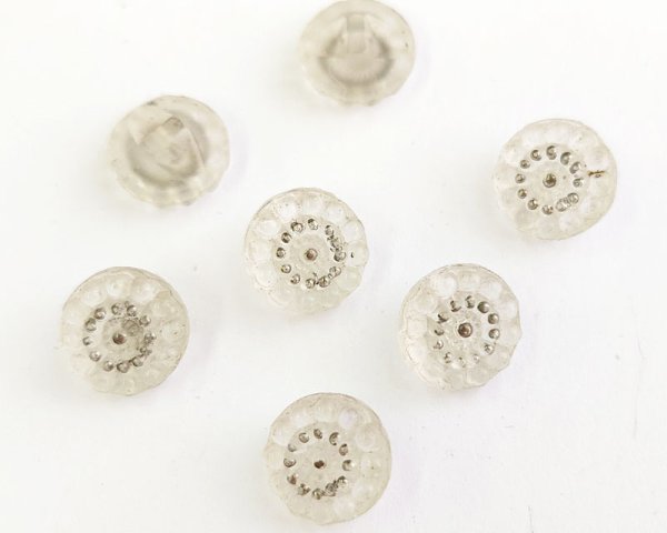 画像1: ヴィンテージ/チェコ/ガラスモールドボタン/シルバードット（1個） (1)