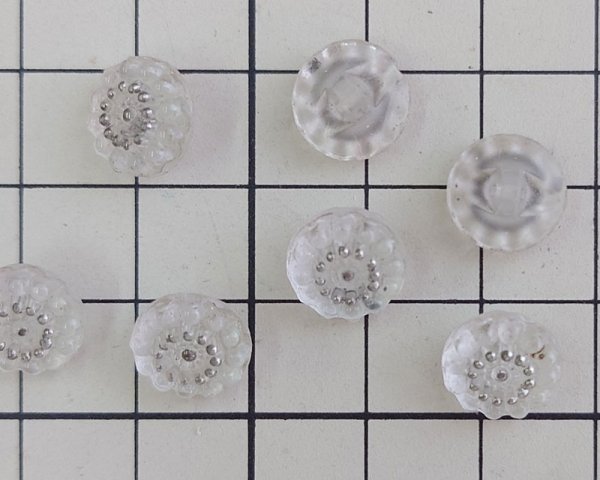 画像2: ヴィンテージ/チェコ/ガラスモールドボタン/シルバードット（1個） (2)