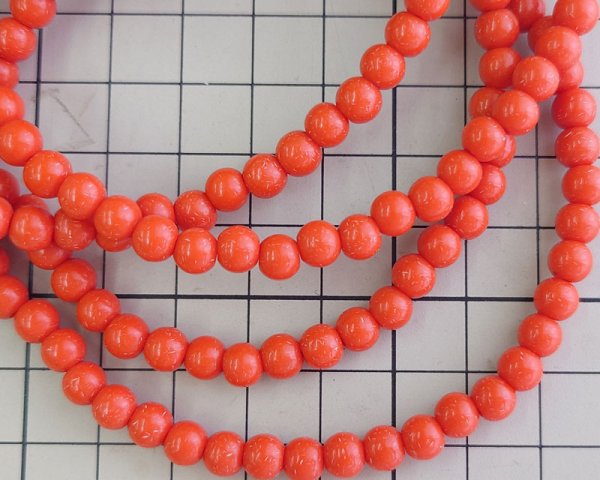 画像2: ヴィンテージ/ドイツ/プラスチック/コーラルオレンジ/約6mm（10個） (2)