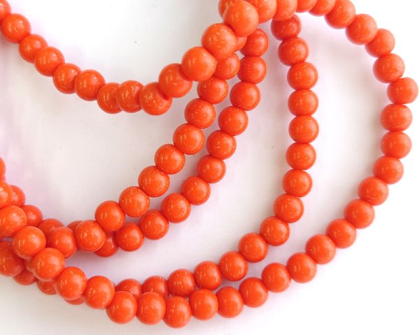 画像1: ヴィンテージ/ドイツ/プラスチック/コーラルオレンジ/約6mm（10個） (1)