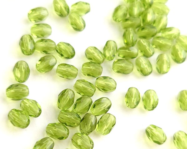 画像1: チェコガラスビーズ/ファイアポリッシュオーバル/オリバイン/約6×4mm（10個） (1)