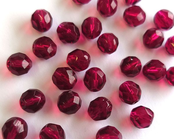 画像1: チェコガラスビーズ/ファイアポリッシュ/8mm/フーシャ(6個） (1)