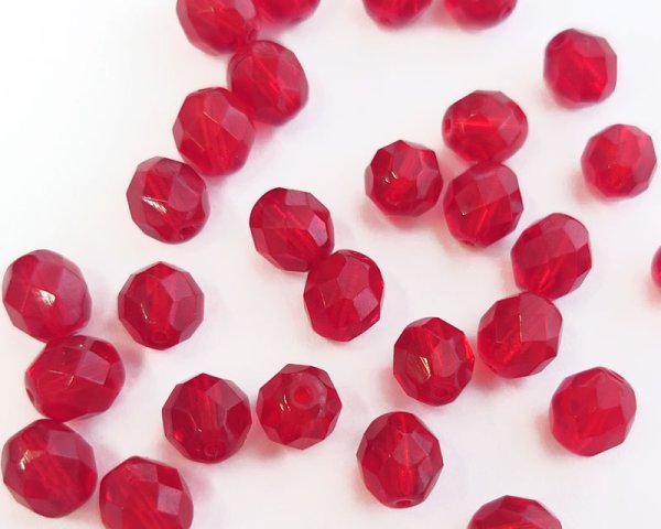 画像1: チェコガラスビーズ/ファイアポリッシュ/8mm/ライトガーネット(6個） (1)