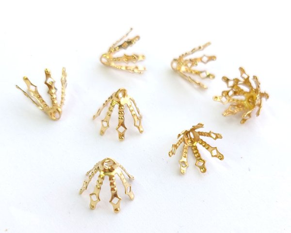 画像1: ブラス/ビーズキャップE/10×13mm/ゴールド(2個) (1)