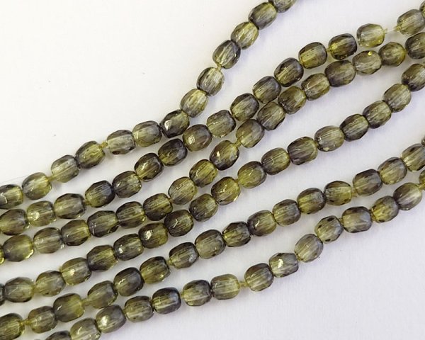 画像1: チェコガラスビーズ/ファイアポリッシュ/3mm/イエローグリーン×グレー(20個） (1)