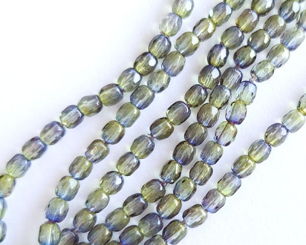 画像1: チェコガラスビーズ/ファイアポリッシュ/3mm/イエローグリーン×ブルー(20個） (1)