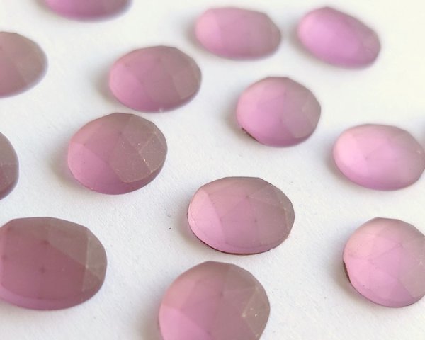 画像2: ヴィンテージ/チェコ/ガラスカボション/フロストアメシストローズカット/約12×10mm(1個) (2)