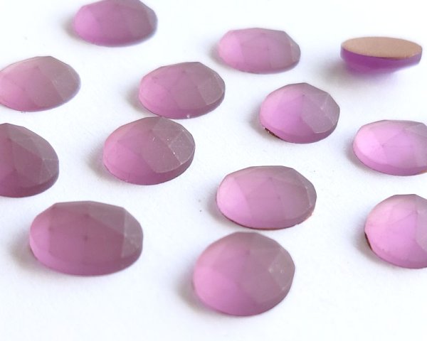 画像1: ヴィンテージ/チェコ/ガラスカボション/フロストアメシストローズカット/約12×10mm(1個) (1)