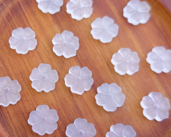 画像1: ヴィンテージ/日本/プラスチック/フロストフラワー/約10mm(1個) (1)