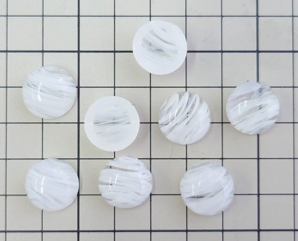 画像3: ヴィンテージ/ドイツ/ガラスカボション/ホワイトマーブル/約15mm(1個） (3)