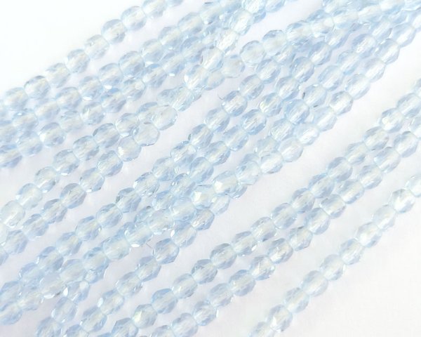 画像1: チェコガラスビーズ/ファイアポリッシュラウンド/ライトサファイア/約4mm(20個) (1)