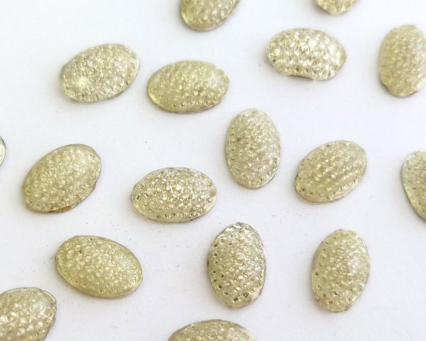 画像1: ヴィンテージ/ドイツ/ガラスドーム/クリアドット/約12×8mm(1個) (1)