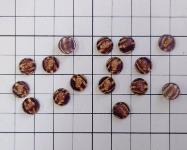 画像2: ns382ヴィンテージ/ドイツ/ガラスカメオ/ブラウンマーブル/約9mm（1個） (2)