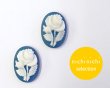 画像1: ns319/ヴィンテージ/ドイツ/プラスチックカメオ/薔薇/デニムブルー/約14×10mm/(1個) (1)