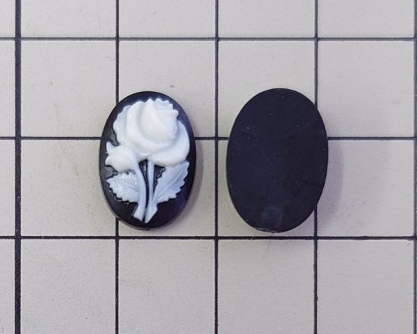 画像2: ns319/ヴィンテージ/ドイツ/プラスチックカメオ/薔薇/ブラック/約14×10mm/(1個) (2)