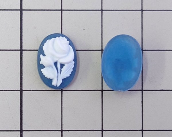 画像2: ns319/ヴィンテージ/ドイツ/プラスチックカメオ/薔薇/デニムブルー/約14×10mm/(1個) (2)
