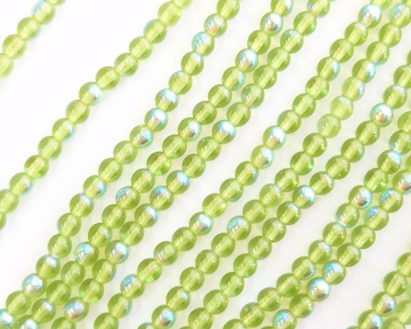 画像1: チェコガラスビーズ/ラウンド/オリバインオーロラ/約4mm(45個) (1)