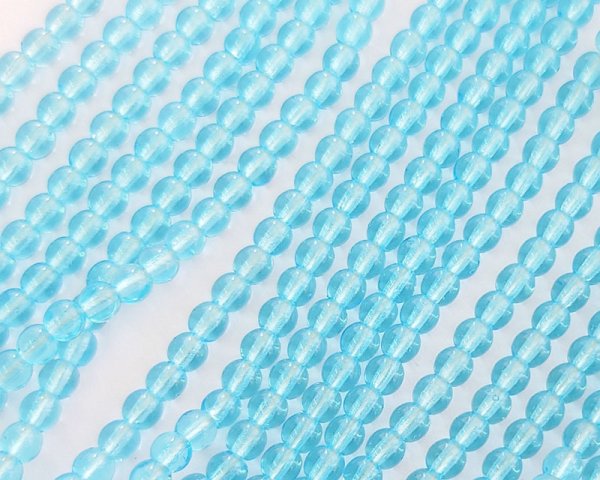 画像1: チェコガラスビーズ/ラウンド/アクアマリン/約4mm(45個) (1)