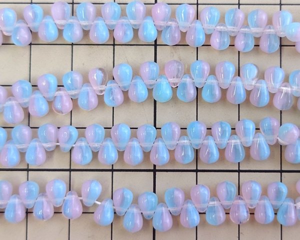 画像2: ヴィンテージ/チェコ/バイカラーオパールドロップ/約4×6mm（10個） (2)