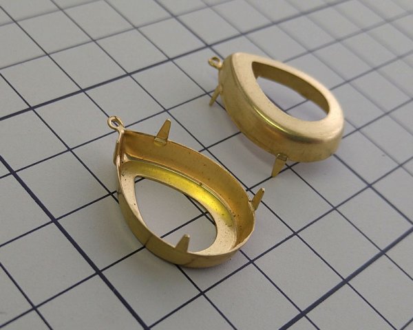 画像2: 25×18mmドロップ用/ブラスセッティング/オープンバック(1個) (2)