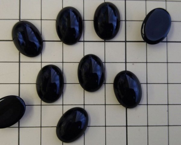 画像2: ヴィンテージ/チェコ/ガラスカボション/ジェットブラック/約18×13mm(1個) (2)