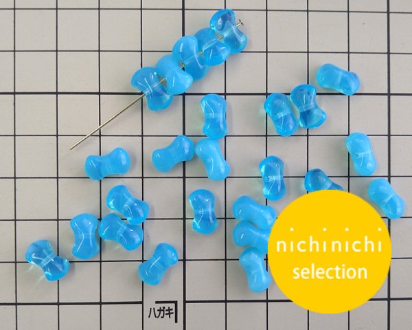 画像2: ns011/ヴィンテージ/ドイツ/リボン/ブルーオパール(10個) (2)